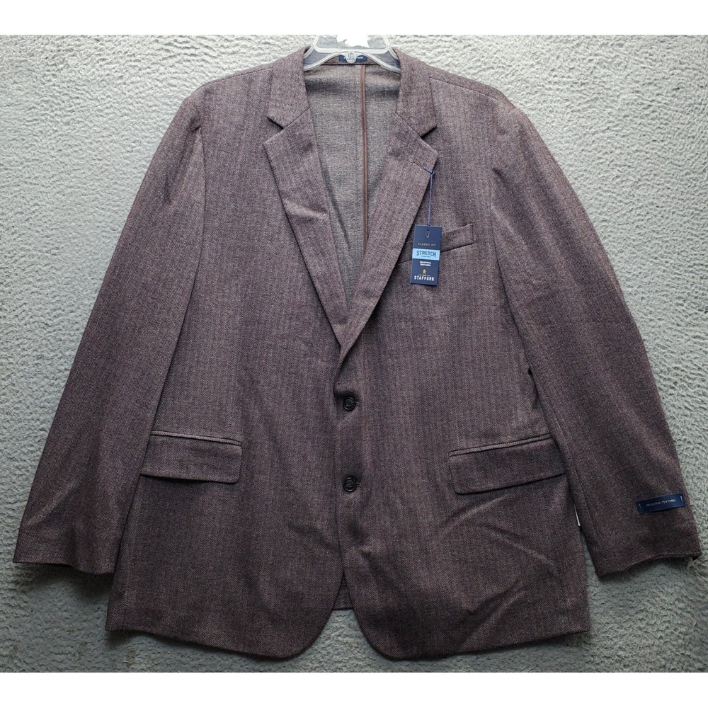 Stafford Blazer Jacket Mens 50R Multi Herringbone Seasonal Textures Classic Fit